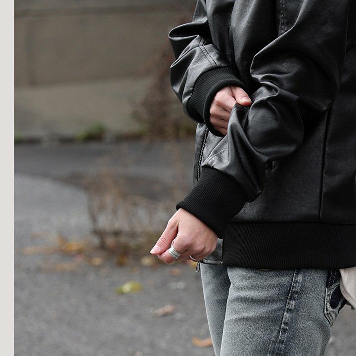 ブルゾン フェイクレザー レディース メンズ ライダース パーカー 軽い