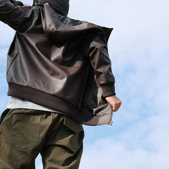 ブルゾン フェイクレザー レディース メンズ ライダース パーカー 軽い