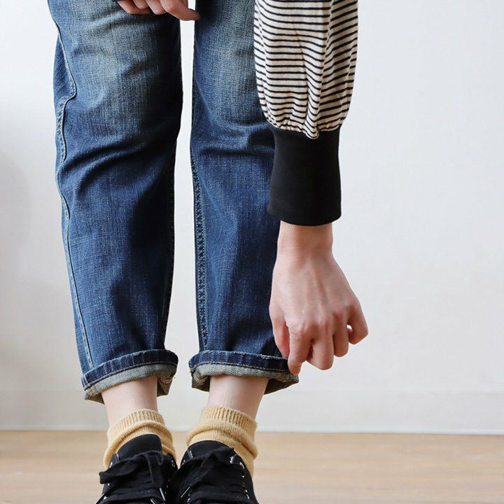 デニムパンツ デニム ワーク テーパード ペグトップ ノンスト ノン