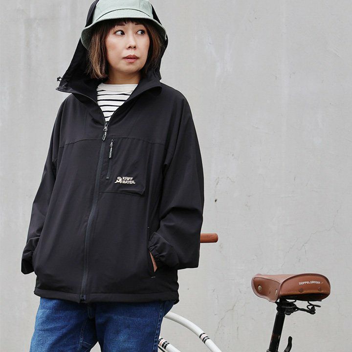 マウンテンパーカー 暖かい 裏フリース ストレッチ ナイロン 着痩せ