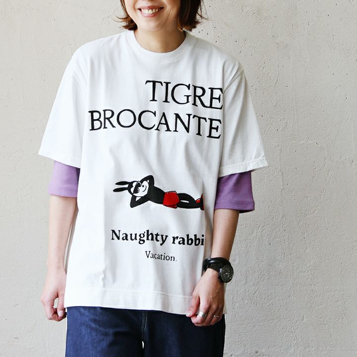 TIGRE BROCANTE ティグルブロカンテ Ｔシャツ 半袖 メンズ レディース プリント ナッティー 綿100％ コットン 日本製 しっかり生地  丈夫 伸縮性 薄手 涼しい ゆったり 大きいサイズ カジュアル 夏 パティ | PATY