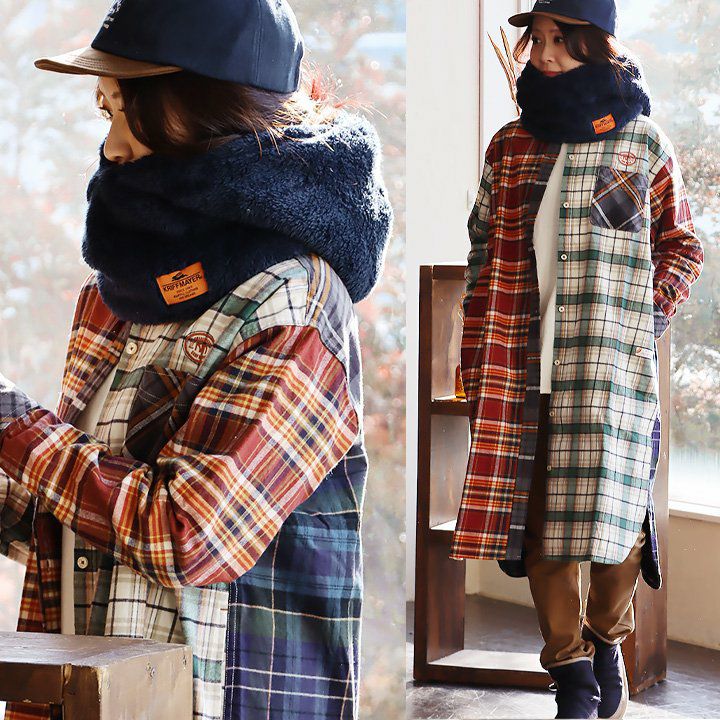 コラボ 限定 ワンピース シャツ 長袖 シャツワンピ ロングシャツ