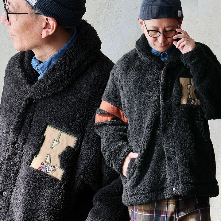 KRIFF MAYER クリフメイヤー ジャケット ボアジャケット 長袖 メンズ レディース ショールカラー 無地 ワッペン ロゴ 配色ライン ポリエステル ゆったり 大きいサイズ カジュアル 秋 冬 パティ KRIFF MAYER クリフメイヤー ジャケット ボアジャケット 長袖 メンズ