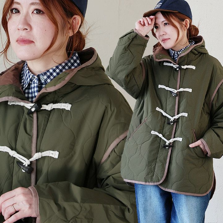 KRIFF MAYER クリフメイヤー ジャケット コート レディース フード付き キルティング ナイロン 薄中綿 裏地付き トグル ボタン 暖かい 軽い 大きいサイズ 体型カバー カジュアル 秋 冬 パティ KRIFF MAYER クリフメイヤー ジャケット コート レディース フード付き