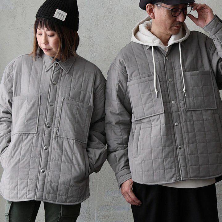 ジャケット シャツジャケット 長袖 メンズ レディース キルト ナイロン 中綿 裏地付き 配色 ポケット 軽い 暖かい ゆったり 大きいサイズ カジュアル 秋 冬 パティ Universal Style Wear ユニバーサルスタイルウェアー ジャケット シャツジャケット 長袖 メンズ レディース キルト ナイロン