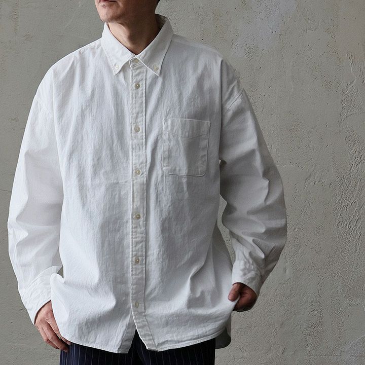 シャツ 長袖 メンズ レディース ボタンダウン 綿100 コットン 日本製 しっかり生地 タフ 8オンス 無地 大きいサイズ 体型カバー オフィスカジュアル 秋 冬 春 パティ Audience オーディエンス シャツ 長袖 メンズ レディース ボタンダウン 綿100 コットン 日本製