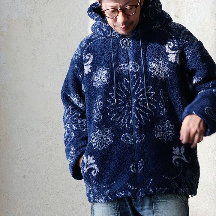 ブルゾン ジャケット フード付き メンズ レディース ペイズリー柄 総柄