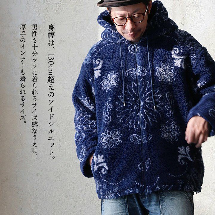 ブルゾン ジャケット フード付き メンズ レディース ペイズリー柄 総柄