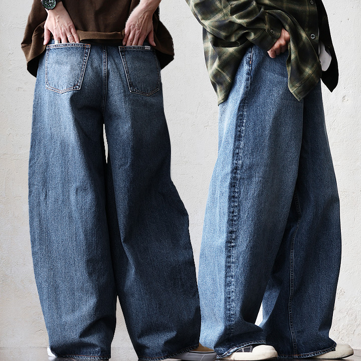 デニムパンツ レディース バギーパンツ ワイド リメイクデニム USED 